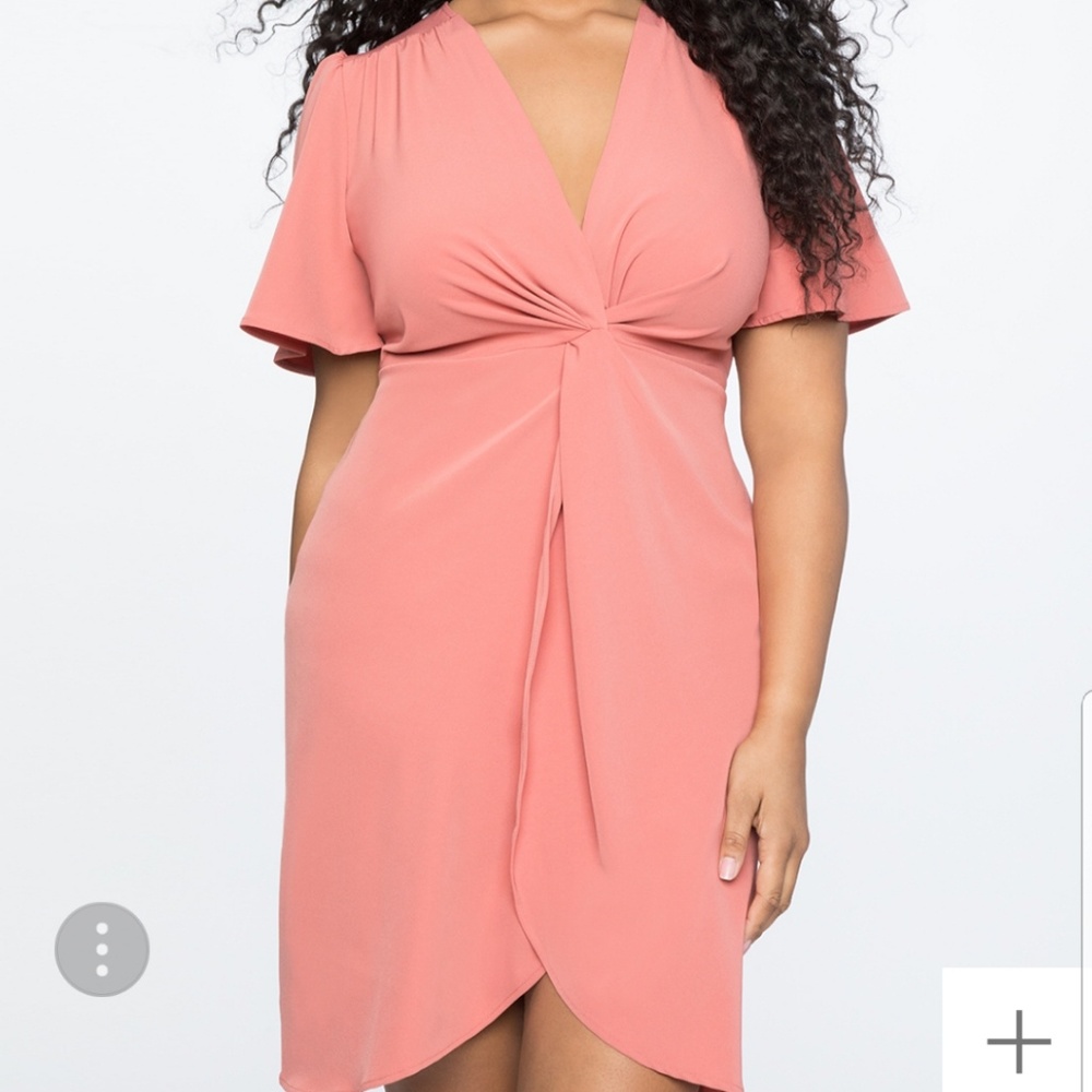Tie knot flutter sleeve midi dress